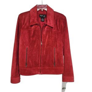 NWT Style & Co. Red Suede Jacket Size S